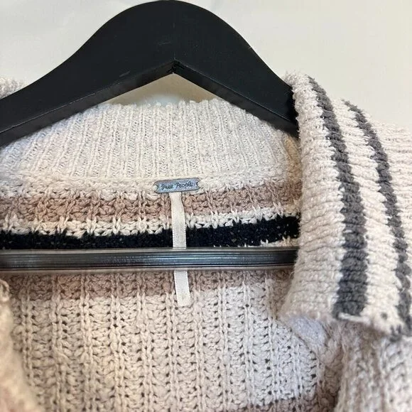 FREE PEOPLE Kennedy Stripe Pullover in Ivory Size Small - Picture 7 of 14